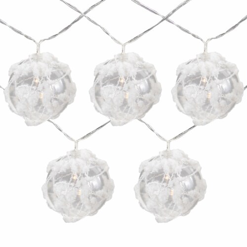 Northlight 10 B/O LED Warm White Clear Round Ball Christmas Lights - 4.75' Clear Wire Perspective: front