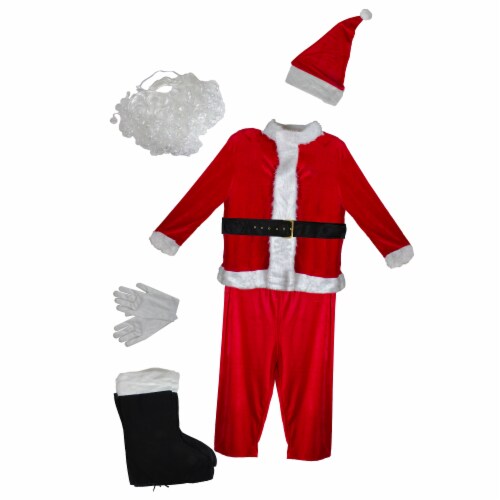 Northlight 38  Red and White Traditional Santa Claus Men's Christmas Costume Set - Plus Size Perspective: front