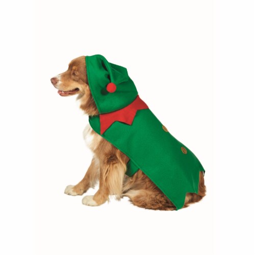 Northlight 27  Green and Red Christmas Elf Dog Costume - Size S Perspective: front