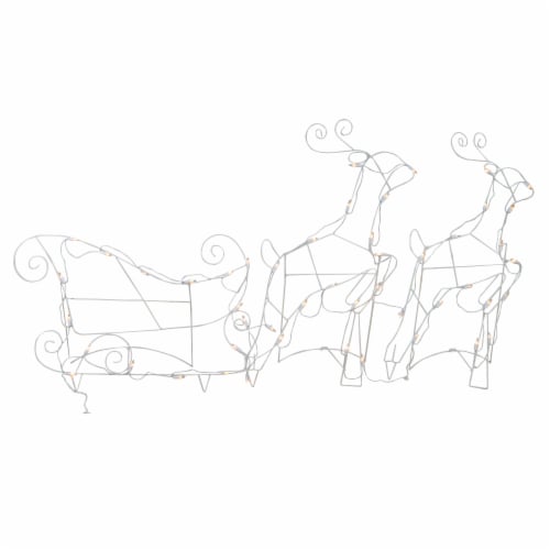 Northlight 3-Piece Lighted Reindeer and Sleigh Outdoor Christmas Decoration Set Perspective: front
