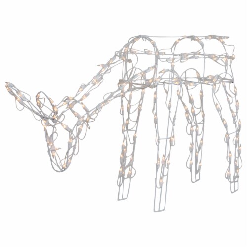 Northlight 42-Inch Lighted White Feeding Reindeer Outdoor Christmas Decoration Perspective: front
