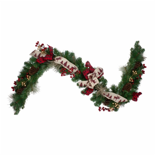 Northlight 6' x 12 Bows and Berries Artificial Christmas Garland - Unlit Perspective: front