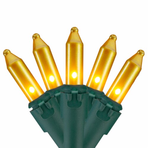 Northlight 100 Count Opaque Gold Mini Christmas Lights - 28.8 ft Green Wire Perspective: front