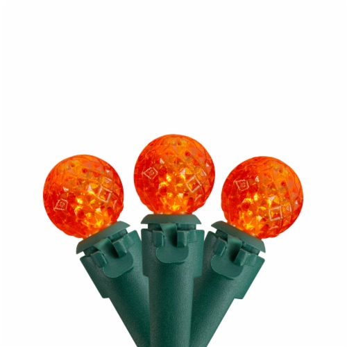 Northlight 50 Count Orange LED G12 Berry Mini Christmas Lights - 15 ft Green Wire Perspective: front