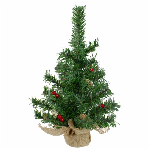 Northlight 16  Potted Red Berries and Pine Cones Medium Artificial Christmas Tree – Unlit Perspective: front