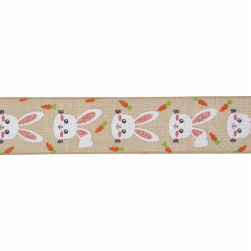 Northlight Natural Brown Spring Easter Wired Craft Ribbon 2.5 x 10 Yards Perspective: front