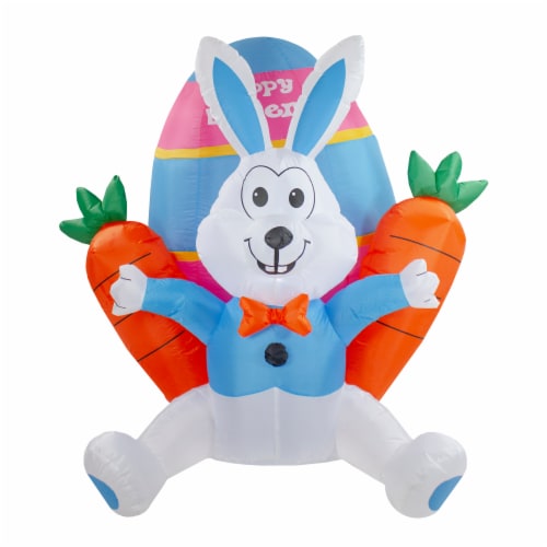 Northlight 4' Inflatable Lighted Easter Bunny with Carrots Outdoor Decoration Perspective: front