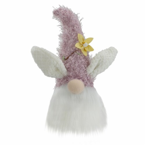 Northlight 12  Purple and White Easter and Spring Gnome Head with Bunny Ears Perspective: front