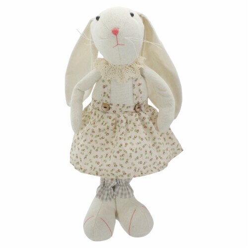 Northlight 14.5  Beige and Cream Standing Girl Easter Bunny Rabbit Spring Figure Perspective: front