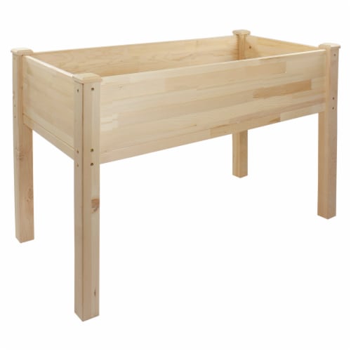 NorthLight 34740451 4 ft. Wood Raised Garden Bed Planter Box with Liner, Natural Perspective: front