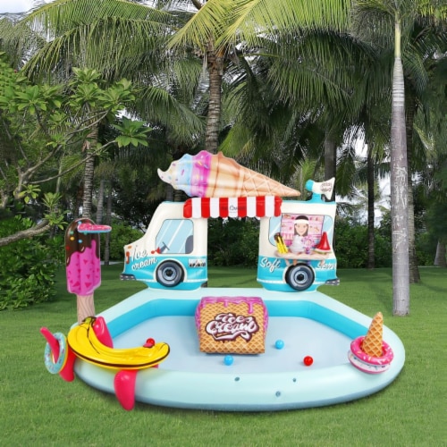 Northlight 34808643 82 in. Ice Cream Truck Inflatable Swimming Spray Pool & Play Center Perspective: front