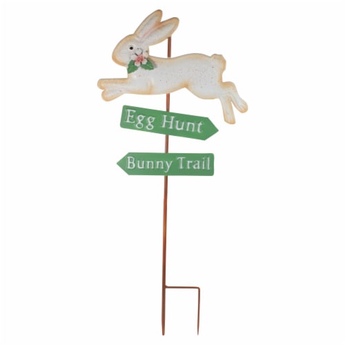 Northlight 25.5 Easter Egg Hunt and Bunny Trail Outdoor Metal Spring Yard Stake Perspective: front