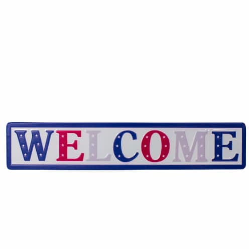 Northlight 18 Metal Patriotic WELCOME Sign with Stars Wall Decor Perspective: front