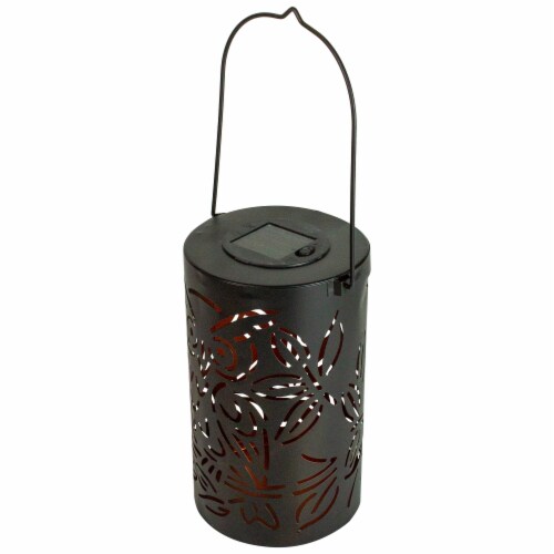 Northlight 34864959 8 in. Black Owl Outdoor Solar Lantern with Handle Perspective: front