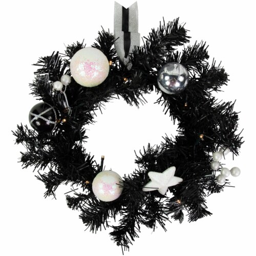 Northlight Pre Lit LED Battery Operated Black Pine Christmas Wreath 16 Cool White Lights 11 each Fry s Food Stores
