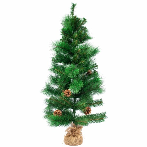 Northlight 39  Mixed Pine and Pine Cones Artificial Christmas Tree in Jute Base Perspective: front