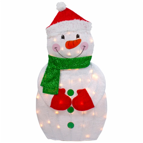 Northlight 32 Lighted 2D Chenille Snowman with Scarf Outdoor
