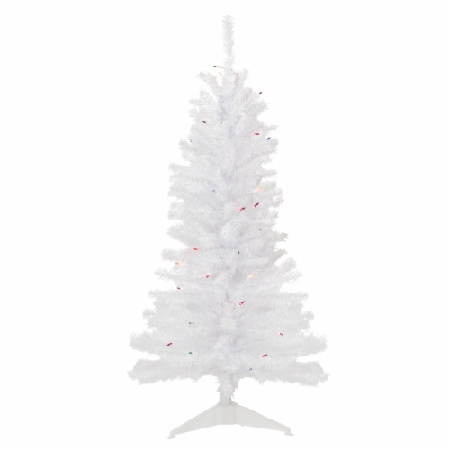 Northlight 4' Pre-Lit Woodbury White Pine Slim Artificial Christmas Tree, Multi Lights Perspective: front