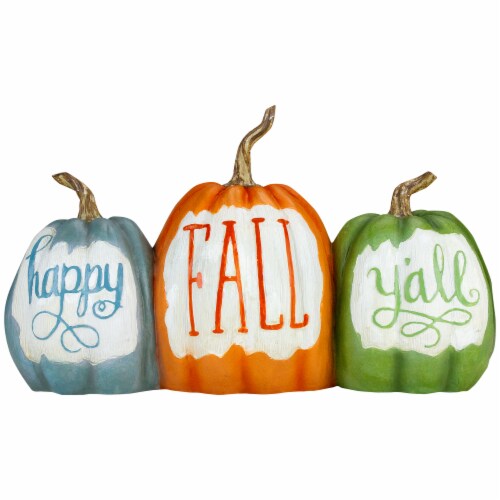 Northlight 15.5 Pumpkin Trio 'Happy Fall Y'all' Autumn Harvest Sign Perspective: front