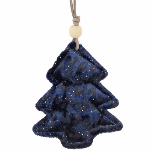Northlight 4  Blue and Black Cheetah Print Velvet Tree Christmas Ornament Perspective: front