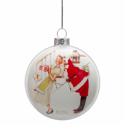 Northlight 3 Norman Rockwell 'Christmas Surprise' Glass Disc Ornament