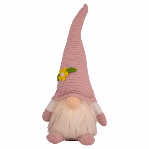Northlight 12.25 Lighted Pink Spring Gnome with Flower Hat Perspective: front