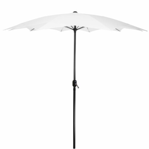 Northlight 35127427 8.85 ft. Outdoor Patio Lotus Umbrella with Hand Crank, White Perspective: front