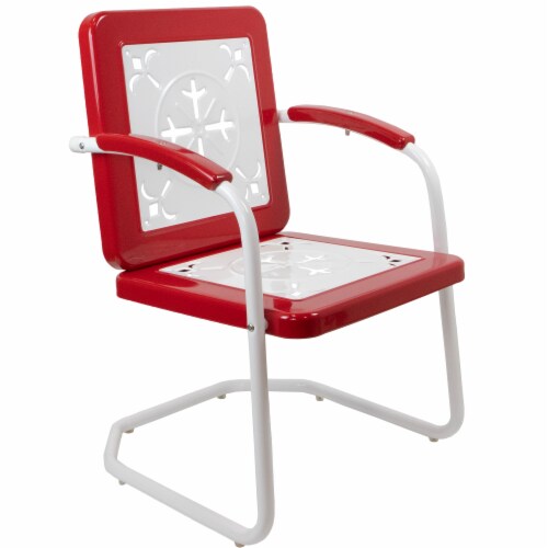 Northlight 35 Square Outdoor Retro Tulip Steel Armchair, Red Northlight 35 Square Outdoor Retro Tulip Steel Armchair, Red