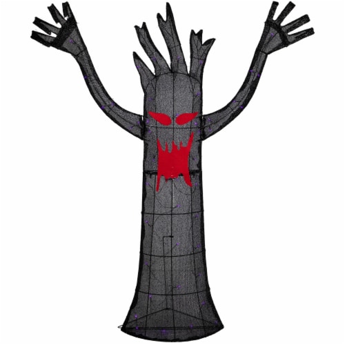Northlight 55 LED Lighted Black Terrifying Tree Outdoor Halloween Decoration, Purple Lights Perspective: front
