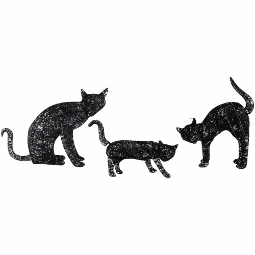 Northlight Set of 3 LED Lighted Black Cat Family Outdoor Halloween Decorations 27.5 Perspective: front