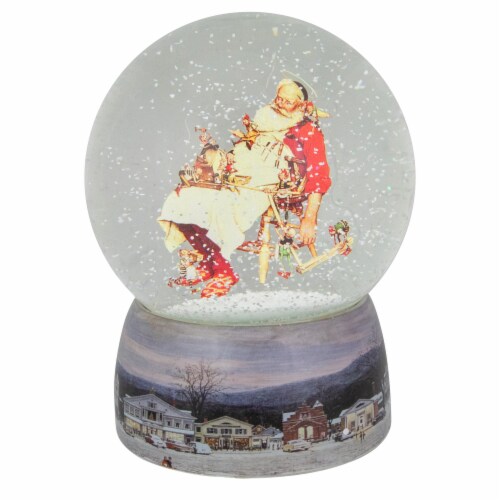 Northlight 6.5 Norman Rockwell 'Santa and His Helpers' Christmas Snow Globe Perspective: front