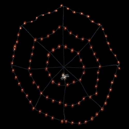 Northlight 5' Lighted Orange and Black Spider in Web Halloween Decoration, Black Wire Perspective: front