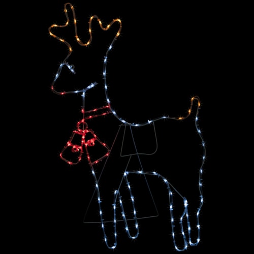 Northlight 36  Lighted Standing Reindeer Silhouette Outdoor Christmas Decor Perspective: front