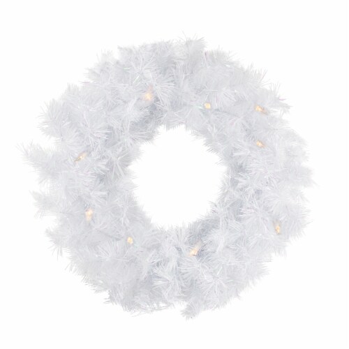 Pre-Lit White Alaskan Pine Artificial Christmas Wreath 36-Inch Warm