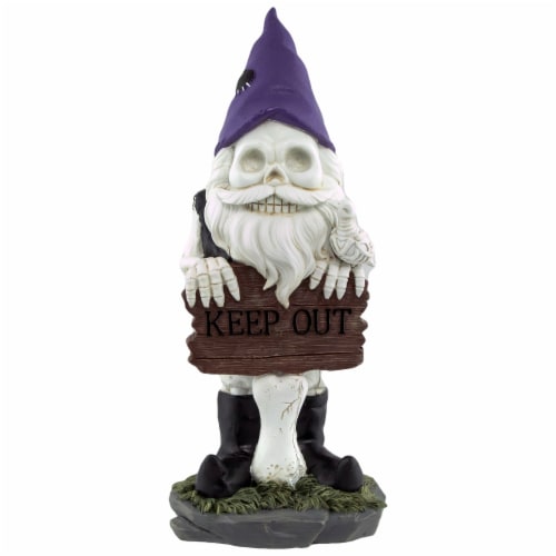 Northlight 11.75 Gnome Skeleton Keep Out Halloween Decoration Perspective: front