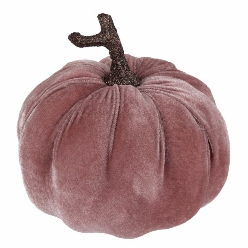 Northlight 6.25  Pink Velour Pumpkin Fall Harvest Decoration Perspective: front
