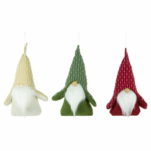 Northlight Set of 3 Standing Plush Gnomes Christmas Fgures 8.5 Perspective: front