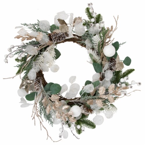 Northlight Sage Green and White Artificial Christmas Wreath, 24Inch
