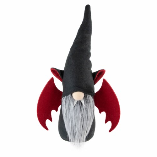 Northlight 17 Black and Red Halloween Boy Gnome with Bat Wings Perspective: front