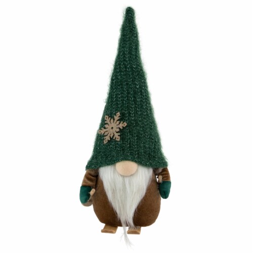 Northlight 12.5  Skiing Gnome with Green Knit Hat Christmas Decoration Perspective: front