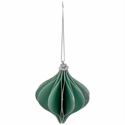 Northlight 4.25  Glittered Green Onion Christmas Ornament Perspective: front