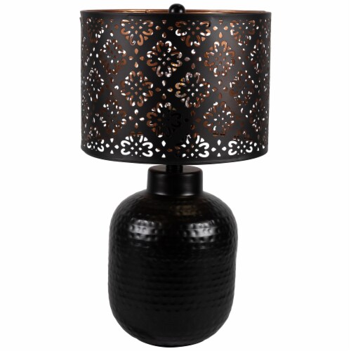 Northlight Round Iron Table Lamp with Laser Cut Floral Shade 19 Black and Copper 11 each Pick n Save