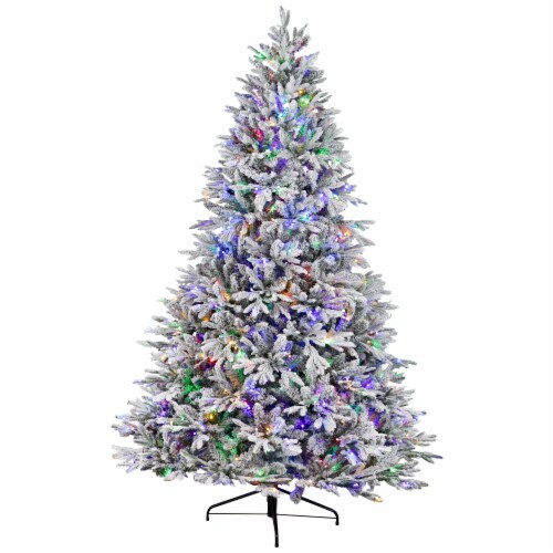 Northlight Real Touch™ Elite Pre-Lit Flocked Yukon Pine IPT Artificial Christmas Tree - 9' Perspective: front