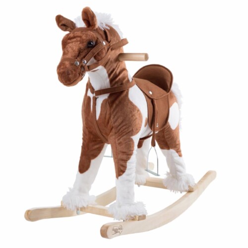 Rocking Horse Plush Animal on Wooden Rockers - Clydesdale Perspective: front