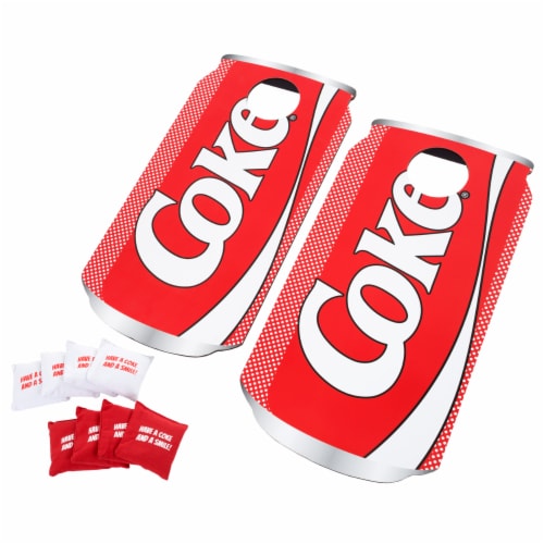 Hey Play 80-BBT09-COKEPOP Coca Cola Cornhole Outdoor Game Set Perspective: front