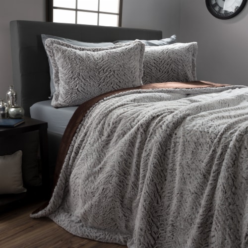 Lavish Home Mink Faux Fur Comforter Set 3 Pc Silky Soft Full Queen King Bedding 2 Shams Ful Full Queen Fred Meyer