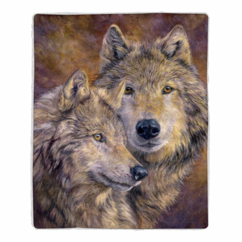 Fluffy Plush Throw Blanket 50 x 60 Inch - Wolf Print Lightweight Hypoallergenic Bed or Couch Perspective: front