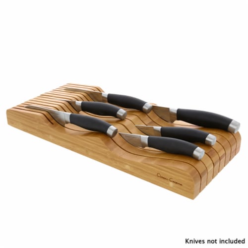 Classic Cuisine 82-KIT1000 In Drawer Bamboo Knife Block & Cutlery Storage Organizer Perspective: front