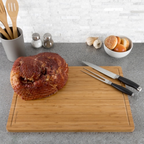 Extra Large Bamboo Cutting Board Eco Friendly and Antibacterial Chopping and Serving Board Perspective: front
