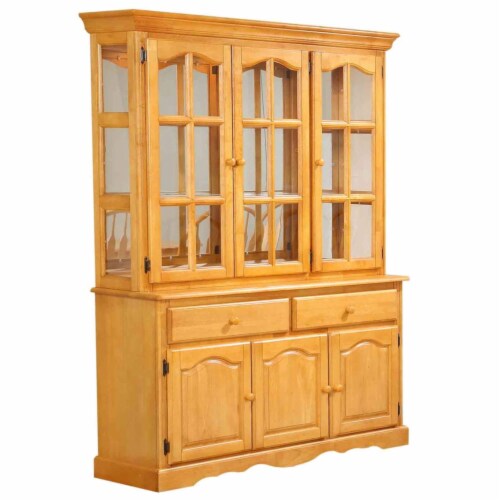 Sunset Trading Oak Selections Treasure Buffet and Lighted Hutch | Light Oak Perspective: front